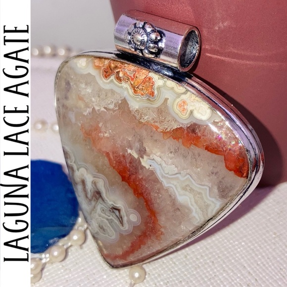 Laguna Lace Agate Gemstone Handmade Slider Pendant - Picture 10 of 10